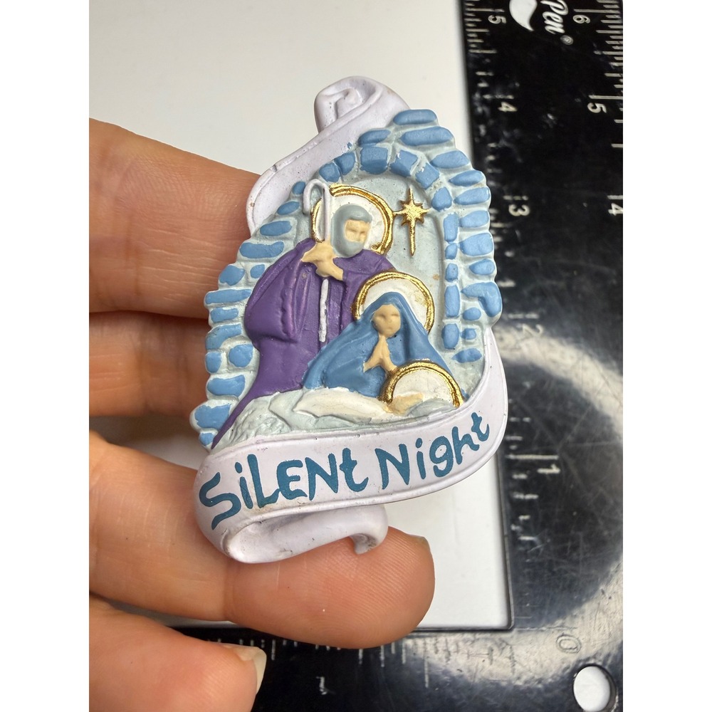 Silent Night Nativity Scene Brooch Christmas Religious Mary Joseph Pin
